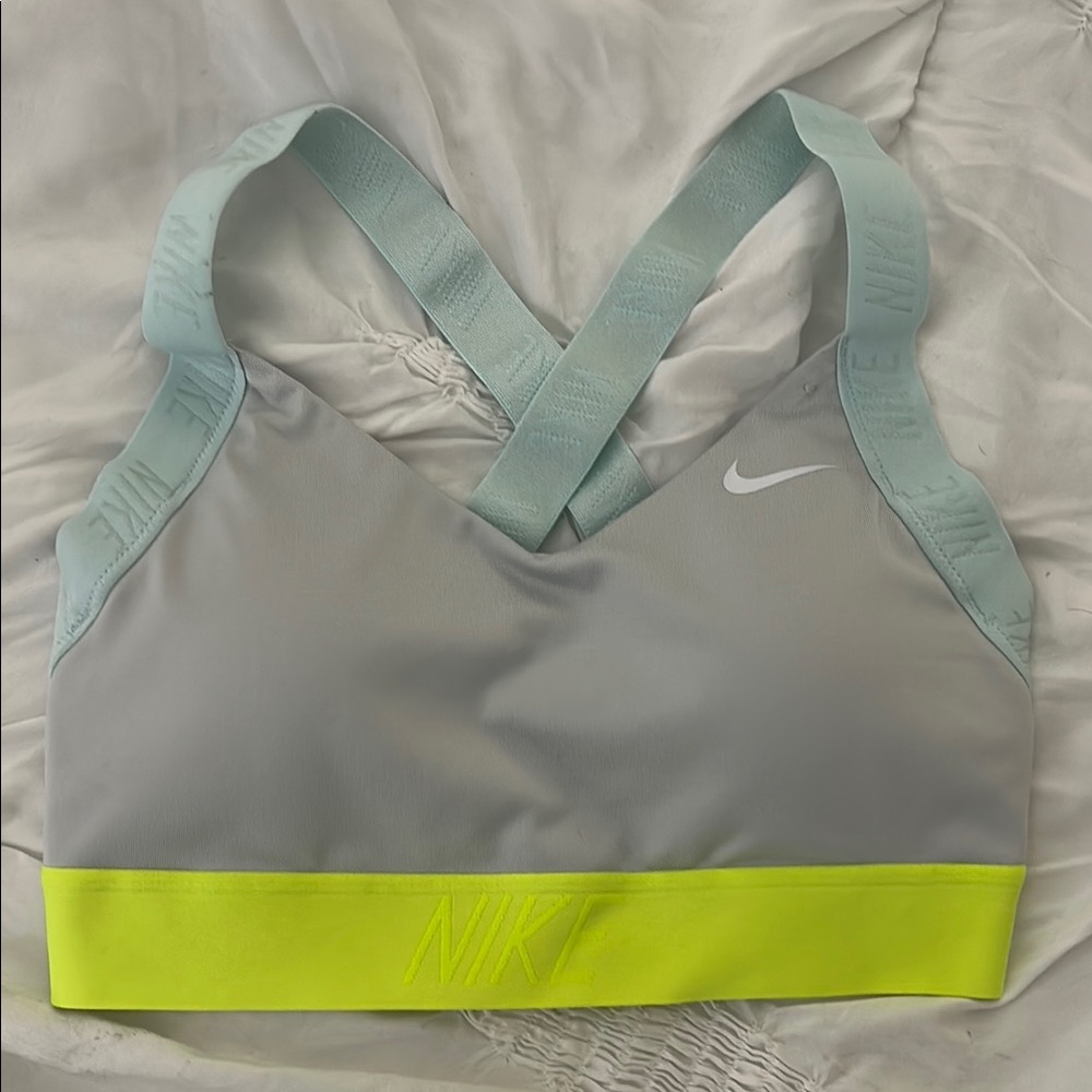 Nike Gray and Lime Sports Bra